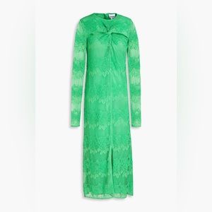 Ganni Cutout Twisted Lace Midi Dress - Kelly Green - Size 32 or US 0